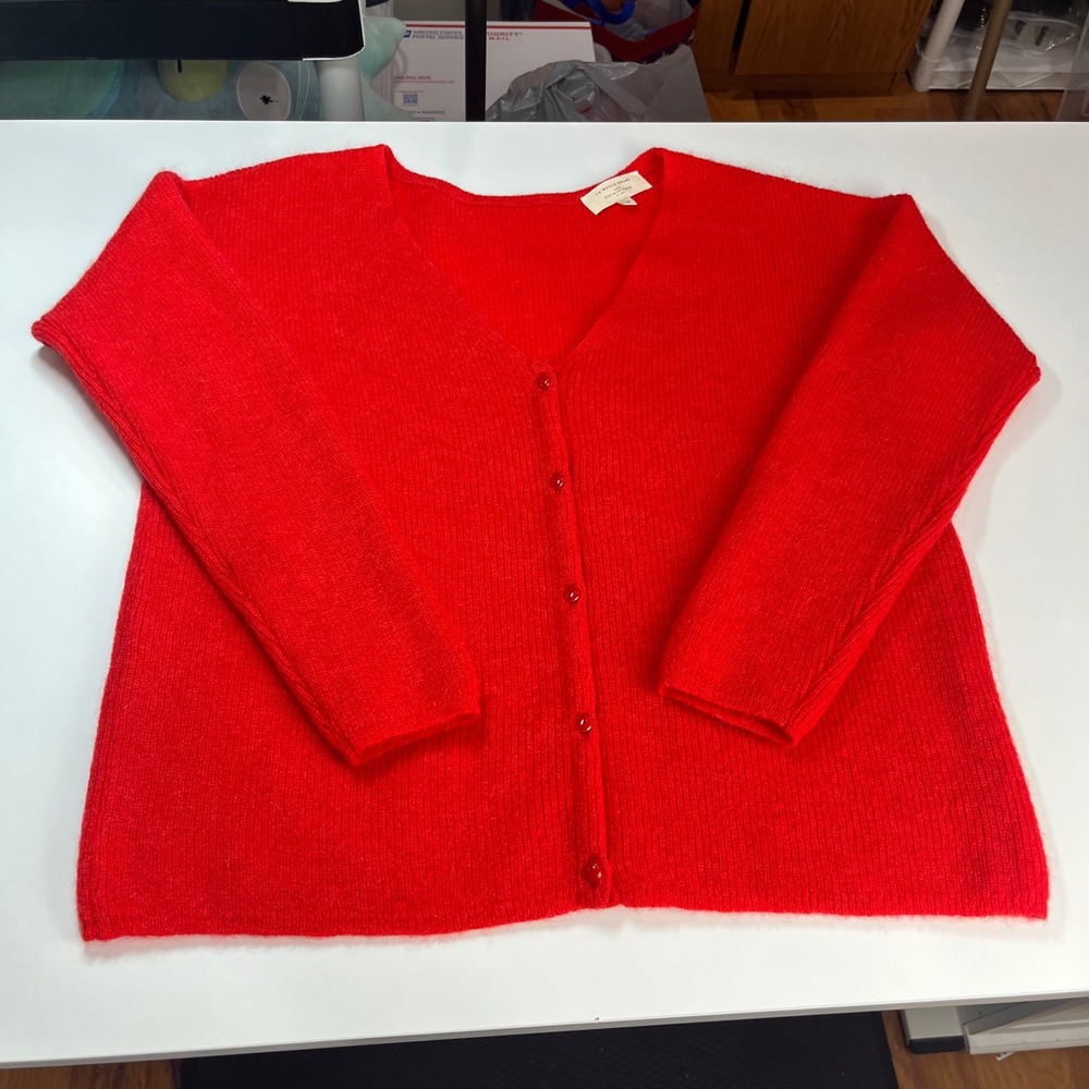Sezane Barry Cardigan Women's M Reversible Red Mohair Alpaca V-Neck Oversized - Picture 10 of 14